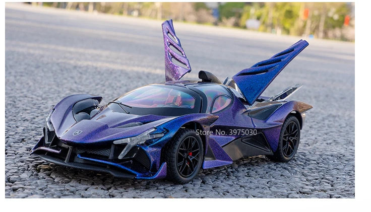 1/24 Scale Apollo EVO Alloy Sports Car Model Metal Diecast Miniature Toy with Pull Back Sound Light Vehicles Boys Birthday Gift