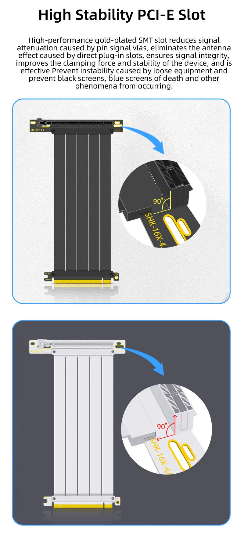 TEUCER PCI-E 4.0 X16 Riser Cable Video Card EMI Shielded High-Speed Flexible Extender PCI Express Gen 4 GPU Extension Cord