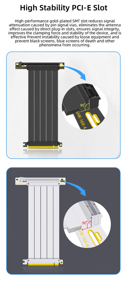 TEUCER PCI-E 4.0 X16 Riser Cable Video Card EMI Shielded High-Speed Flexible Extender PCI Express Gen 4 GPU Extension Cord