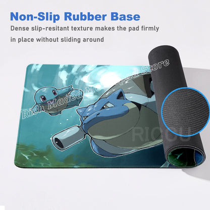 HD Gaming Keyboard Rug Laptop Japan Cool Anime Mouse Pad XXL P-pokemon Desk Mat PC Squirtles Gamer Cabinet Extended Mousepad Rug