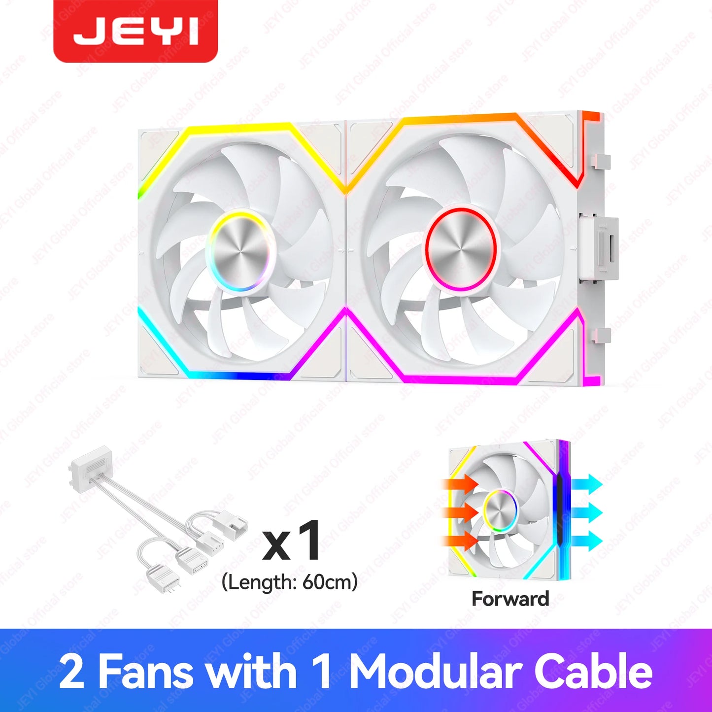 JEYI ARGB Infinity Mirror PC Fans Hydro Bearing Fan 30dB(A) 12CM cooling fan 5V3 pin PWM 800-2000RPM Forward/Reverse Blade Fan