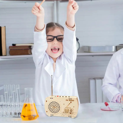 Build a Radio Kit Wood Radio Electronic Learning Set Interactive Building Toys Science Experiment Electronics Kits for Boys