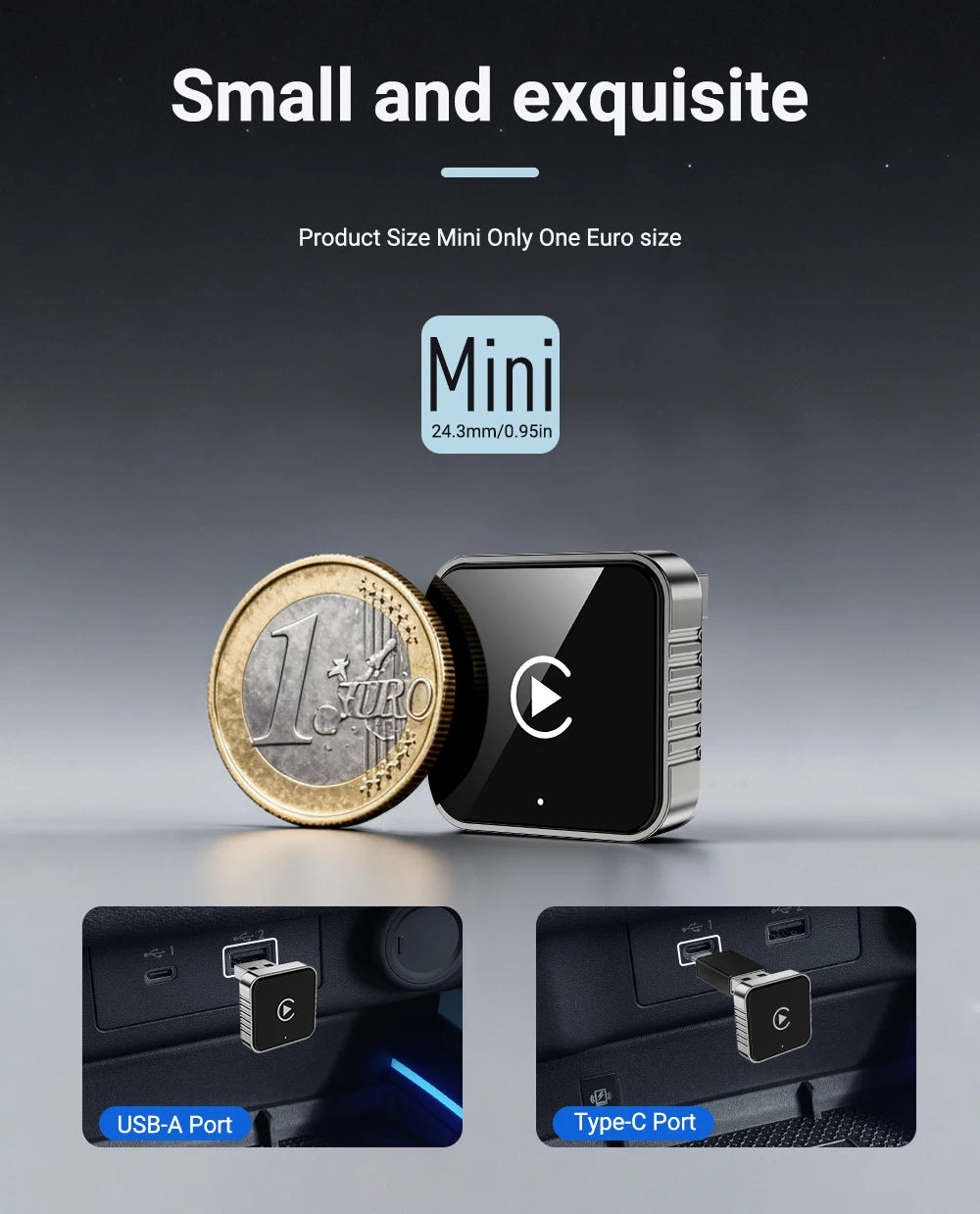 XUDA 2 in1 Wired to Wireless CarPlay Android Auto Adapter for OEM Car Stereo With USB Dongle Smart Mini Box Plug and Play Blueto