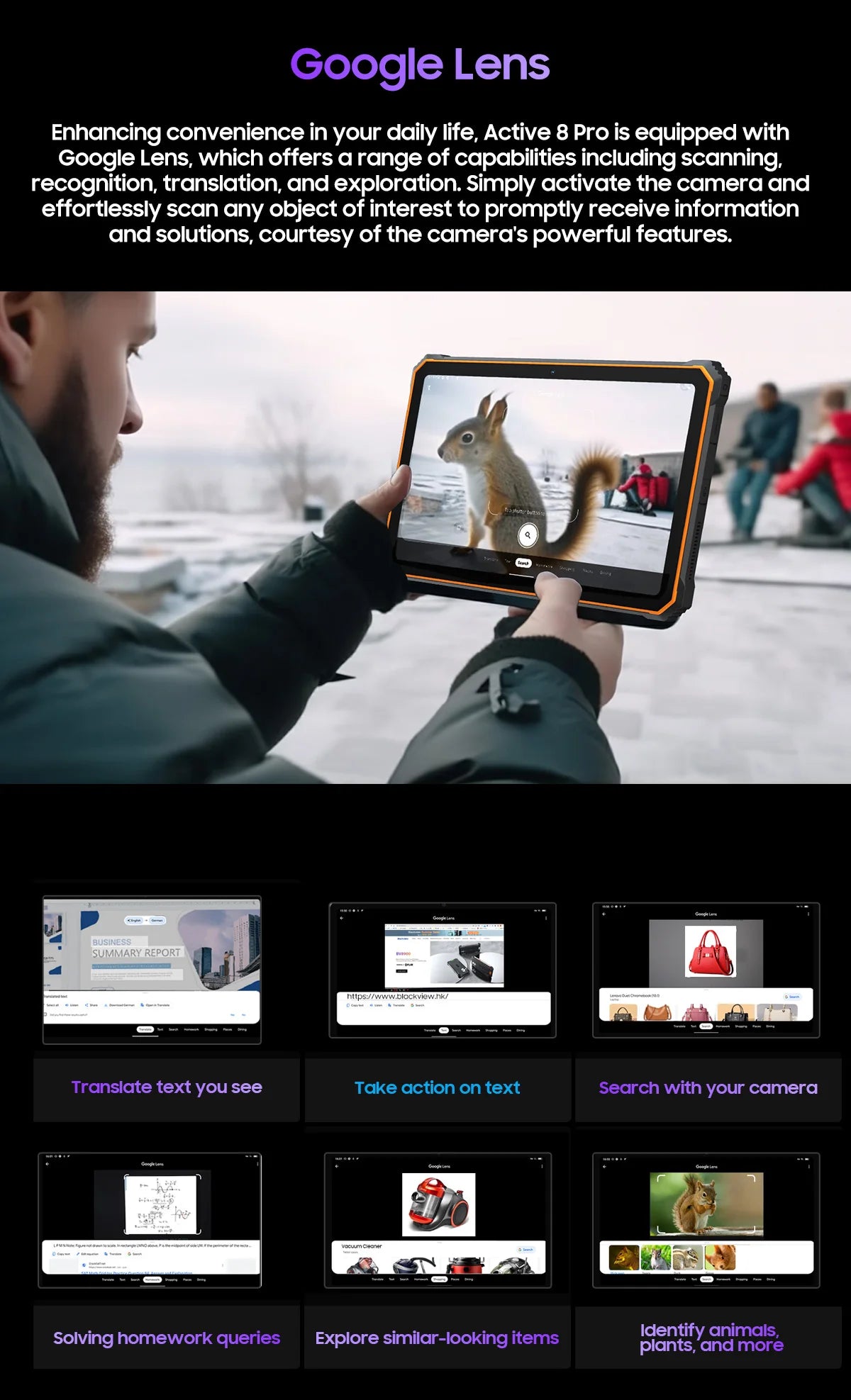 Blackview Active 8 Pro 16GB 256GB Tablet PC 22000mAh Battery Android 14 10.36" inch 2.4K Display 16MP+ 48MP Camera Rugged Tablet