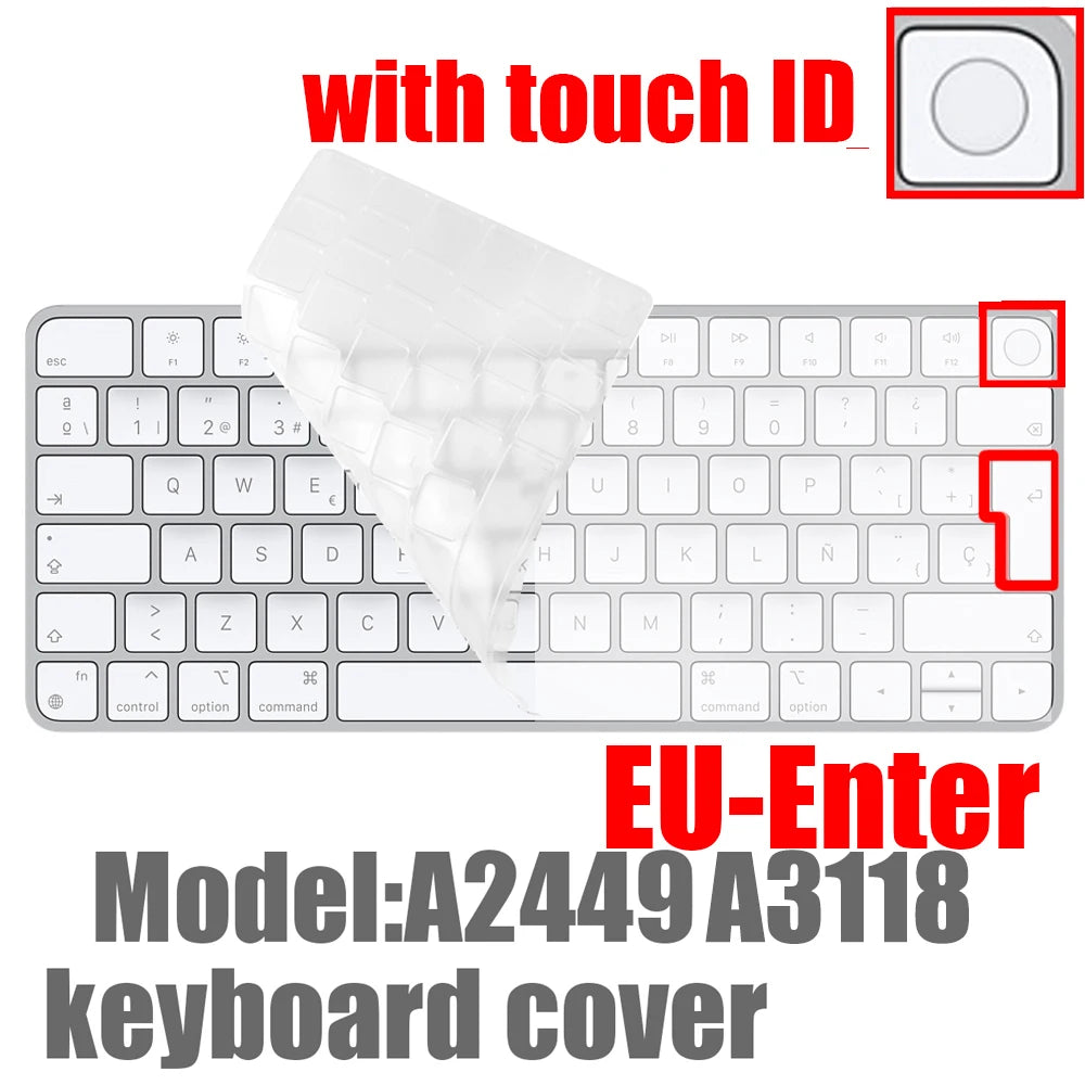 For 2021 iMac Wired Apple Keyboard A2449 A2450 A1243 A1843 MB110LL/B with Numeric Keypad Silicone keyboard Cover Protector Skin