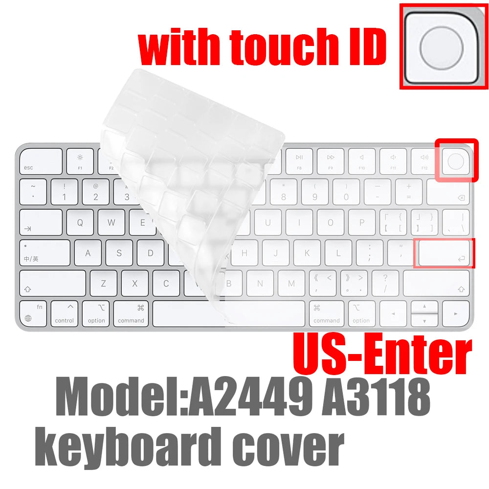 For 2021 iMac Wired Apple Keyboard A2449 A2450 A1243 A1843 MB110LL/B with Numeric Keypad Silicone keyboard Cover Protector Skin