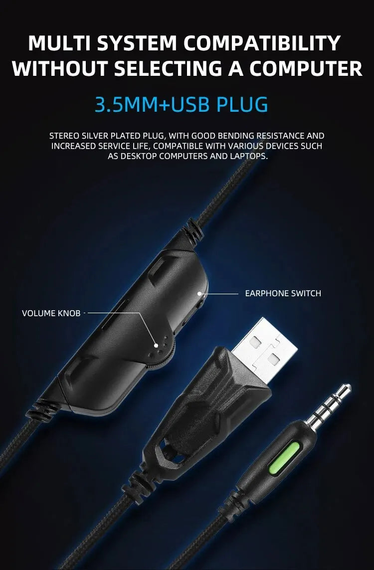 1PC Gaming Headset Experience Immersive Audio With Mic LED Lights Soft Memory Earmuffs Headphone