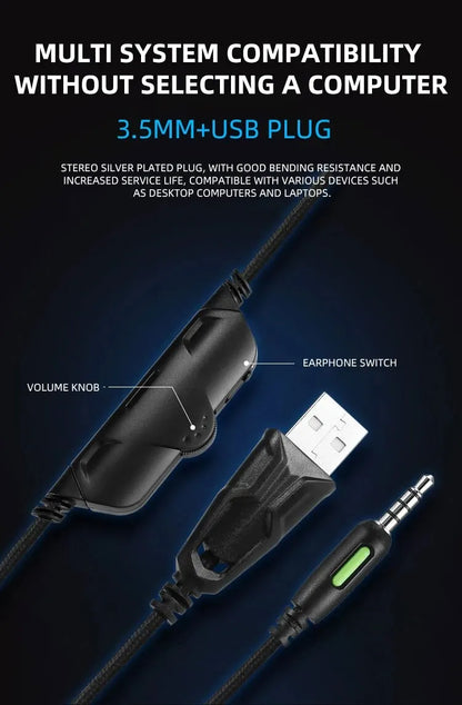 1PC Gaming Headset Experience Immersive Audio With Mic LED Lights Soft Memory Earmuffs Headphone