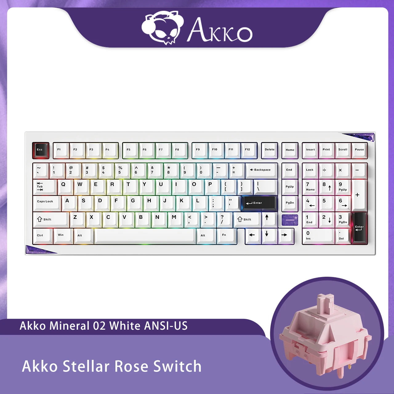 Akko Mineral 02 VIA Mechanical Keyboard/Barebone Kit Aluminum 102 Keys RGB Hot-swappable Tri-mode Wireless Custom Keyboard/Kit