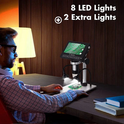 Elikliv DM4S 4.3 Inch LCD Digital Microscope 1000X LED 1080P Video Camera Microscope For Electronics Soldering Phone Repair Coin