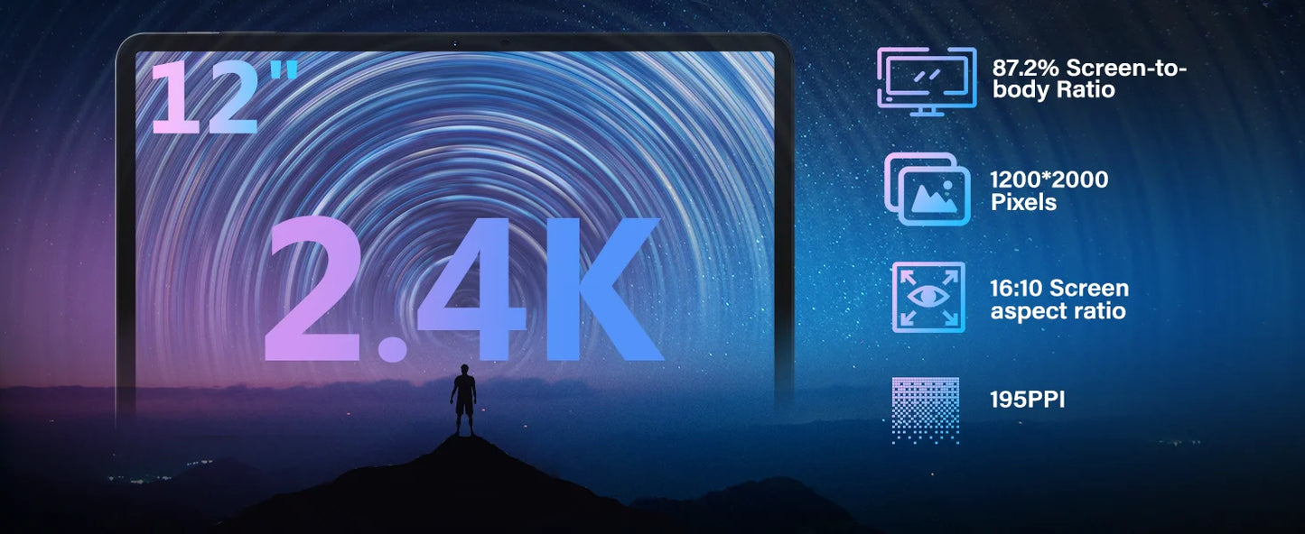 DOOGEE T40 Pro Tablet 12 ''IPS 2.4K 20GB(8 + 12) 512GB Android 14 Helio G99 6nm 10800mAh 18W Charge Quad Speaker 7.6mm ultra-thin