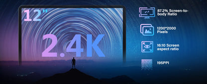 DOOGEE T40 Pro Tablet 12 ''IPS 2.4K 20GB(8 + 12) 512GB Android 14 Helio G99 6nm 10800mAh 18W Charge Quad Speaker 7.6mm ultra-thin