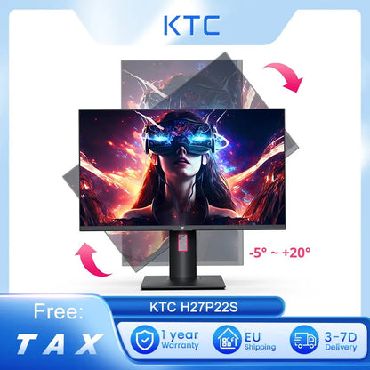 KTC H27P22S Gaming Monitor 27 inches Fast IPS 3840×2160 160Hz, AUO 7.0 FAST IPS, 1000:1 Contrast Ratio, ELED Backlight, HDR 400