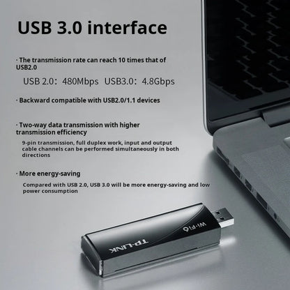 TP-LINK WiFi 6 AX3000 Dual-Band Wireless USB Network Card, Compatible with Windows 11/10, TL-XDN9000