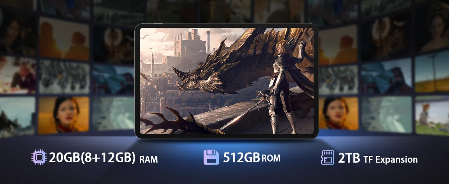 DOOGEE T40 Pro Tablet 12 ''IPS 2.4K 20GB(8 + 12) 512GB Android 14 Helio G99 6nm 10800mAh 18W Charge Quad Speaker 7.6mm ultra-thin