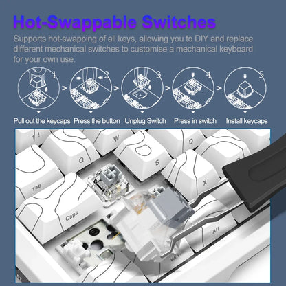 E-YOOSO Z82 RGB USB Mechanical Gaming Keyboard Support Bluetooth wireless 2.4G Wired 3 mode Gamer 82 Keys for Computer PC Laptop