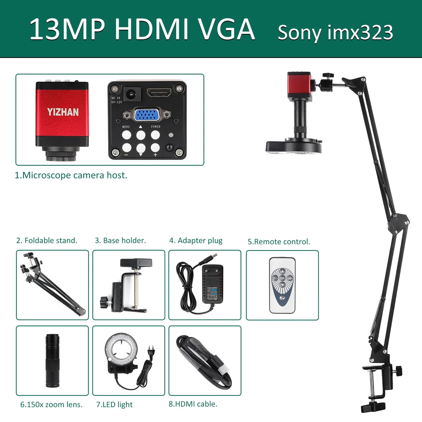 IMX415 4K 300x Digital Microscope For Soldering Recording 48MP Industrial Electronics Microscope phone Repair Jewelry Repair