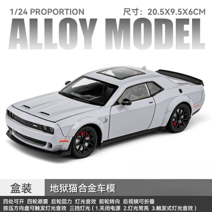 1:24 Dodge Challenger SRT Hellcat Redeye Super Muscle Car Alloy Metal Diecast Car Model Collecting Hobby Decorative Gift Friend