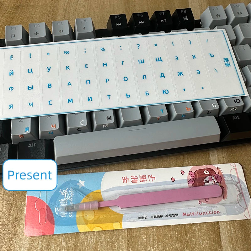 【Russian】Tear-Off Film Keyboard Stickers for Desktop and Laptop Keys, Single Letter Stickers, Transparent Side-Engraved Stickers
