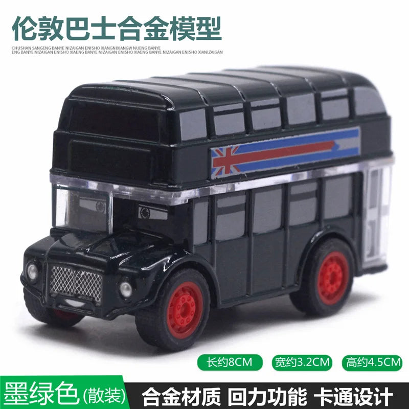Cute Diecast Alloy Metal Car Bus Motor Tricycle Motorcycle Taxi Model Toy Children Birthday Gift