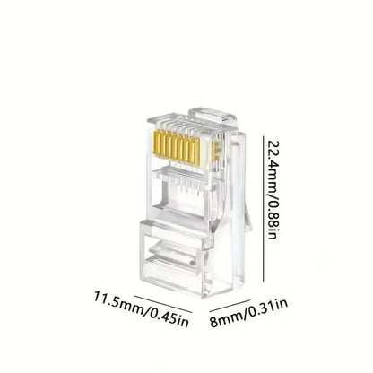 50 PCs RJ45 Connector Connector Network Unshielded RJ45 Perforated Crystal Head Network Cable