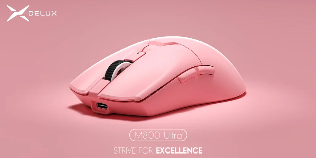 Delux M800ULTRA Gaming Wireless Lightweight Mouse Tri-mode Connection PAW3395 4K 26000DPI Nordic MCU Programmable Macro for PC