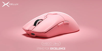 Delux M800ULTRA Gaming Wireless Lightweight Mouse Tri-mode Connection PAW3395 4K 26000DPI Nordic MCU Programmable Macro for PC