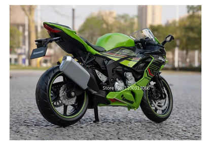 1:12 Kawasaki NIJIA ZX-6R Motorcycle Alloy Model Cars Toys Rubber Tires Wheel Shock Absorpoon Vehicle for Children Festival Gift