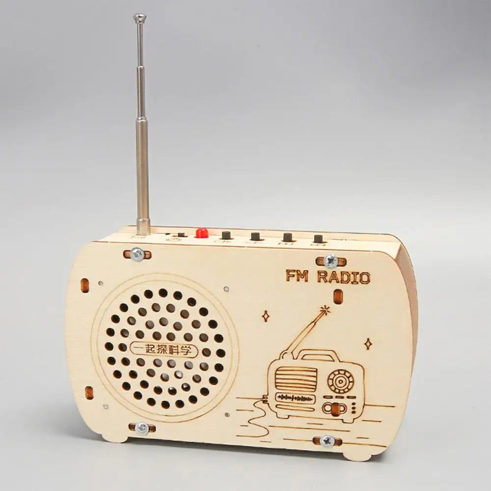 Build a Radio Kit Wood Radio Electronic Learning Set Interactive Building Toys Science Experiment Electronics Kits for Boys