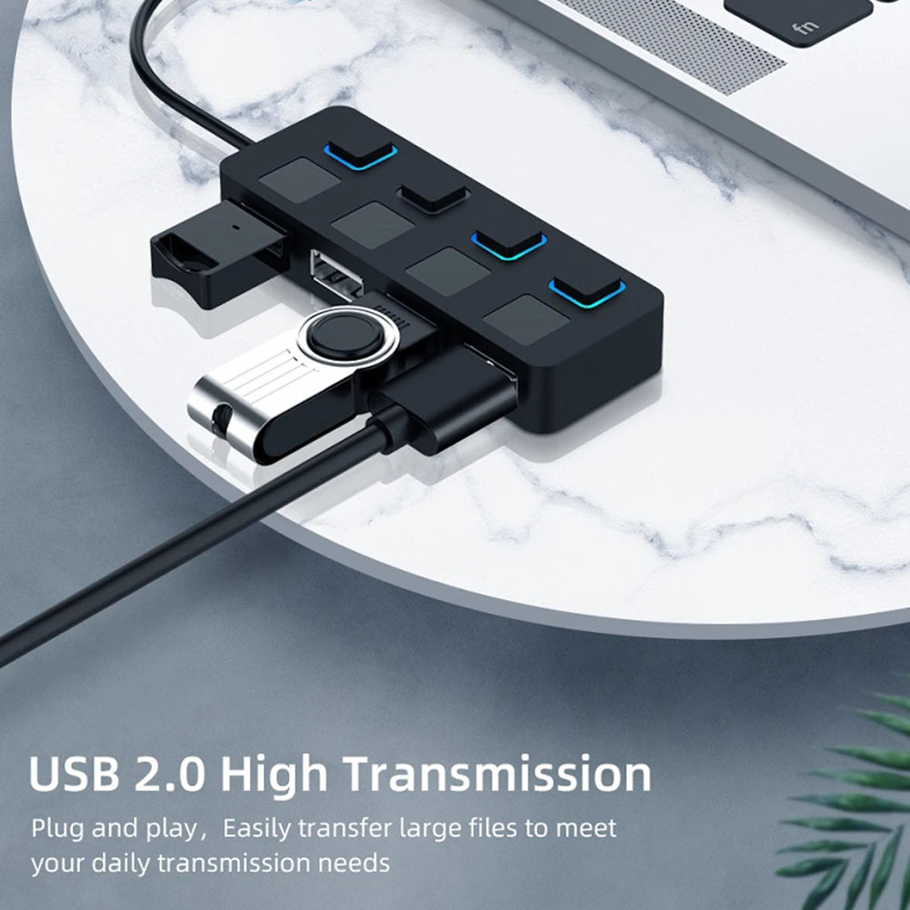 4 Port High Speed USB 2.0 Hub Multi Power Adapter Computer Adapter USB Extend Hard Disk for Laptop Desktop