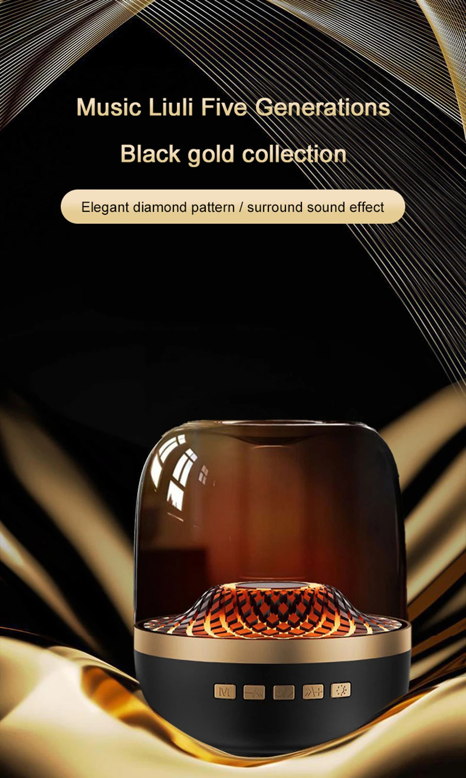 5th Glass Bluetooth Speaker Subwoofer Colorful Home High Volume Wireless Smart Computer Speaker ﻿Electronics Desk Accessories