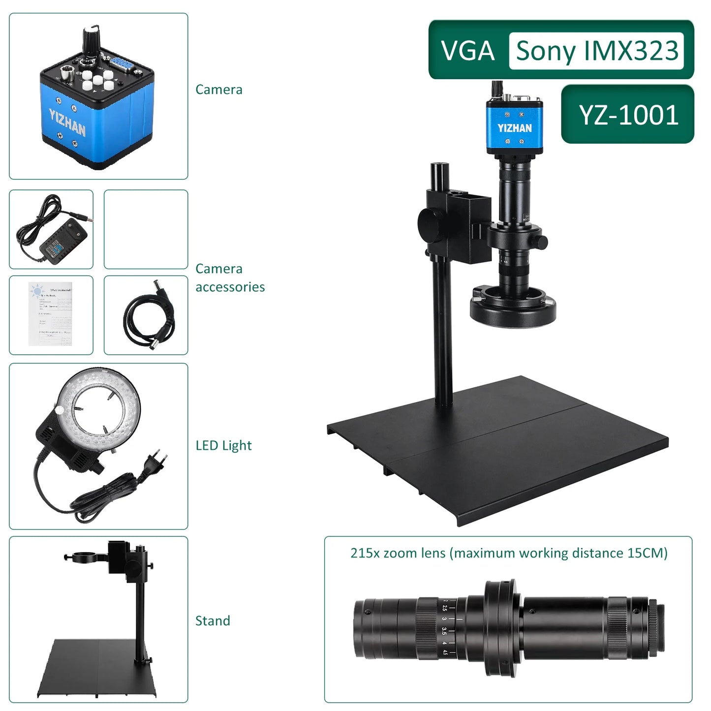 60MP 4K UHD Digital Microscope For Electronics 215x 5x Electronic Magnification Soldering Microscope Software WithSturdy Bracket