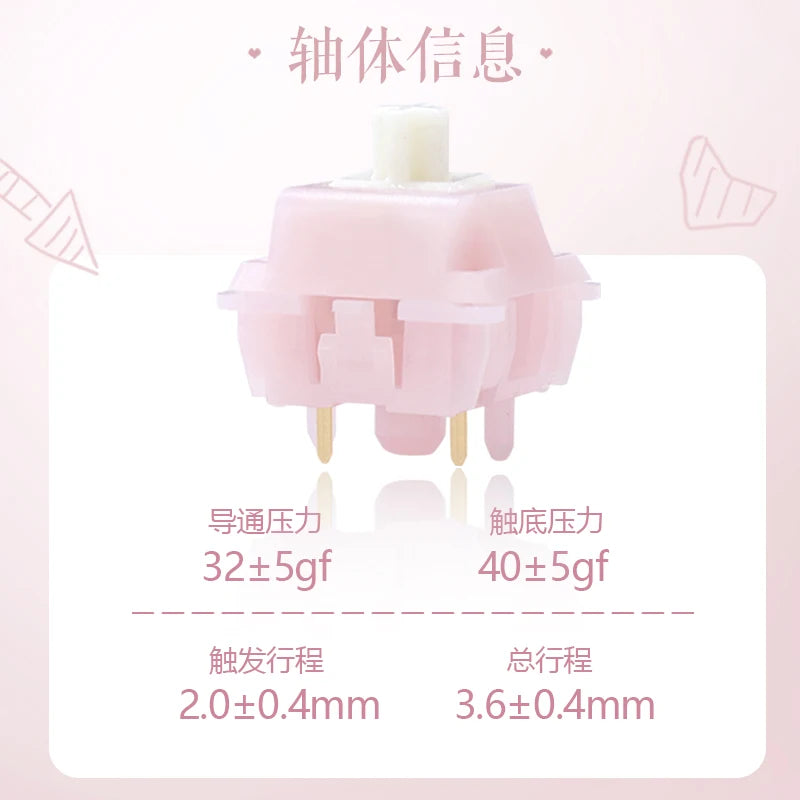 MMD Princess Silent Pink Switch 5 Pin Linear 32g Switches 21mm Spring Lubricated LY PC Mechanical Keyboard Switch Type Fast Mute