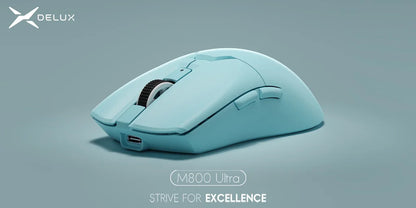 Delux M800ULTRA Gaming Wireless Lightweight Mouse Tri-mode Connection PAW3395 4K 26000DPI Nordic MCU Programmable Macro for PC