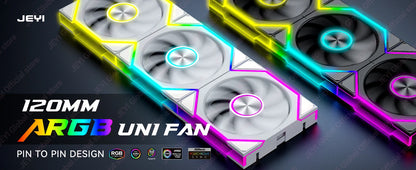 JEYI ARGB Infinity Mirror PC Fans Hydro Bearing Fan 30dB(A) 12CM cooling fan 5V3 pin PWM 800-2000RPM Forward/Reverse Blade Fan