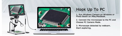 Elikliv EDM9 7 Inch 1080P LCD Digital Microscope 50X-1200X Soldering Electronics Microscopes With LED Lights Support PC Computer