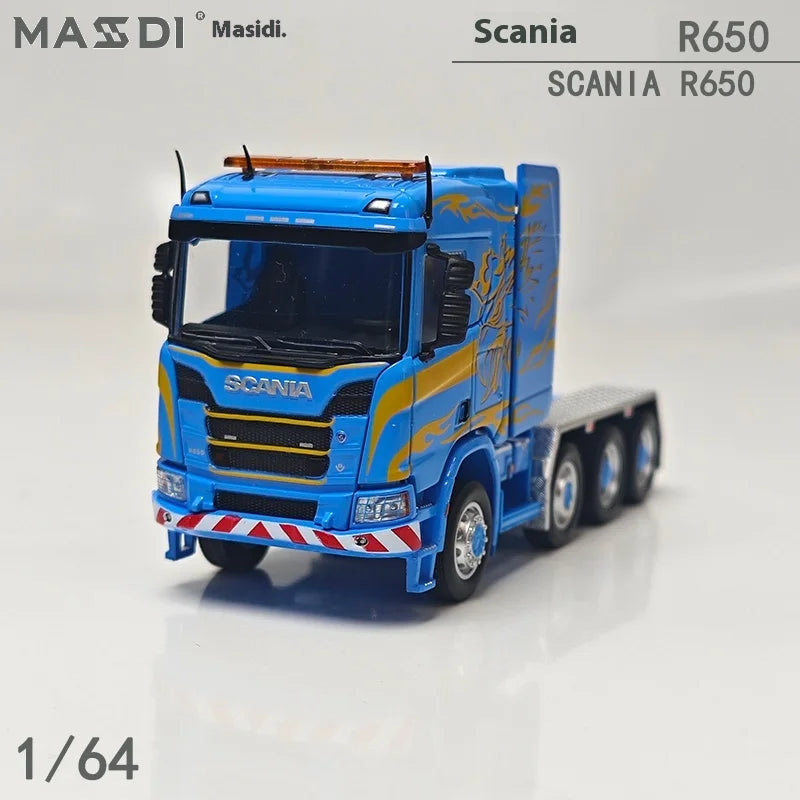 New In Stock Mesdi 1:64 Scania R650 Civilian Trailer Transport Vehicle Alloy Small Model Miniature Diecast Scania Custom Toy Gif