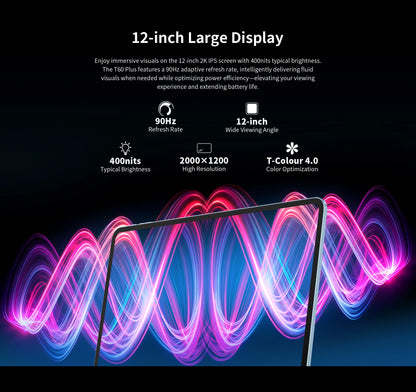 【World Premiere】Teclast T60 Plus 12" 90Hz 2K Display Android 14 L1 MTK Helio G88 6GB/128GB 8000mAh Battery 4G LTE Global Version