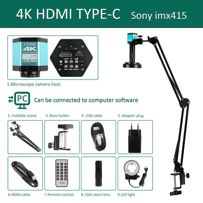 IMX415 4K 300x Digital Microscope For Soldering Recording 48MP Industrial Electronics Microscope phone Repair Jewelry Repair