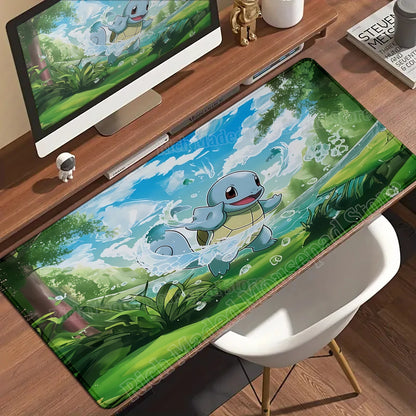 HD Gaming Keyboard Rug Laptop Japan Cool Anime Mouse Pad XXL P-pokemon Desk Mat PC Squirtles Gamer Cabinet Extended Mousepad Rug