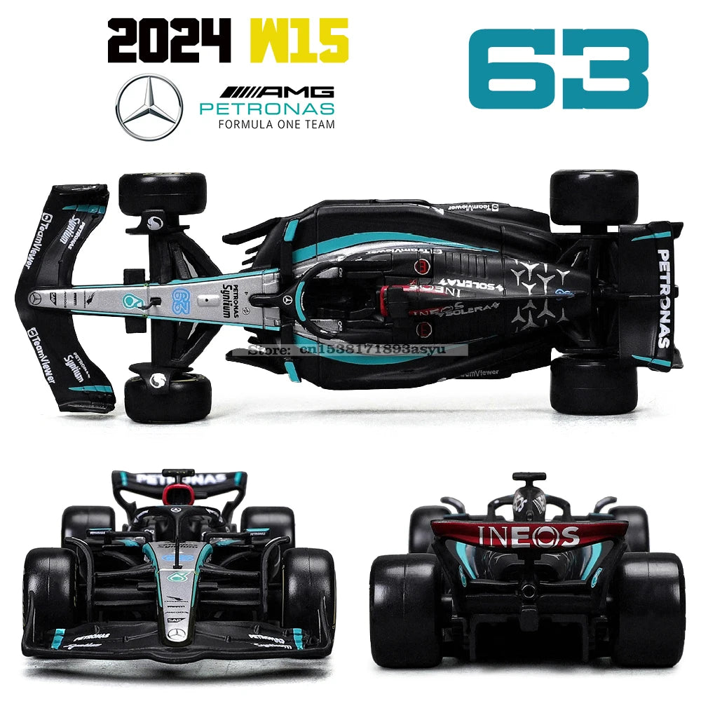 Bburago 1:43 Mercedes-AMG Petronas F1 Team W15 2024 #44 Hamilton #63 George Russell Alloy Car Die Cast Model Toy Collectible
