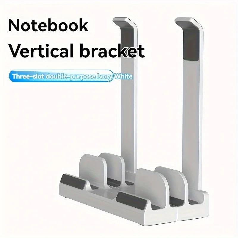 ABS material Adjustable vertical laptop stand with three-slot stand, padded computer stand for 16-inch laptops - rectangular