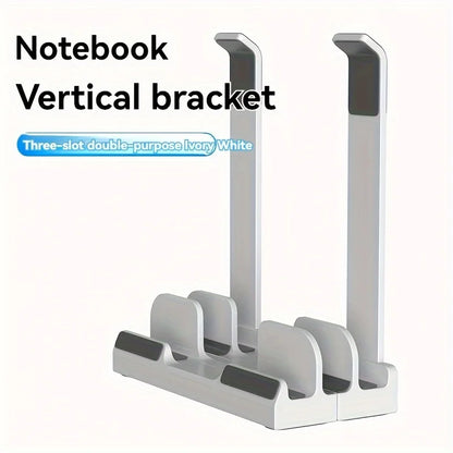 ABS material Adjustable vertical laptop stand with three-slot stand, padded computer stand for 16-inch laptops - rectangular