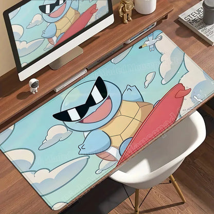HD Gaming Keyboard Rug Laptop Japan Cool Anime Mouse Pad XXL P-pokemon Desk Mat PC Squirtles Gamer Cabinet Extended Mousepad Rug
