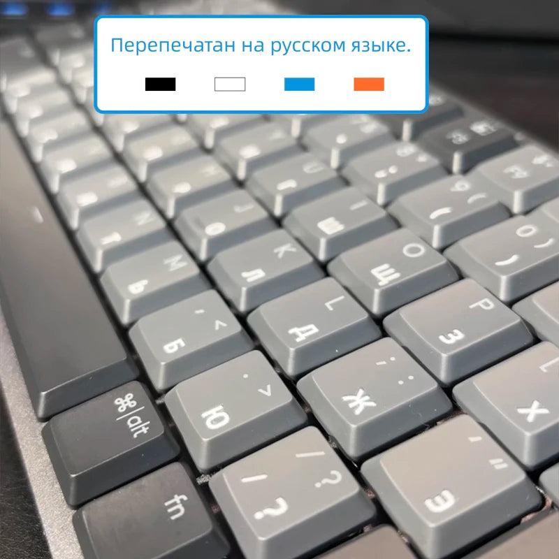 【Russian】Tear-Off Film Keyboard Stickers for Desktop and Laptop Keys, Single Letter Stickers, Transparent Side-Engraved Stickers
