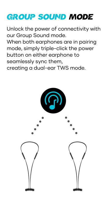Wavefun Flex Pro Ultimate Quick Charging Bluetooth Earphone V5.3 Wireless Headphones Neckband Stereo Earbuds TWS Mode with Mic
