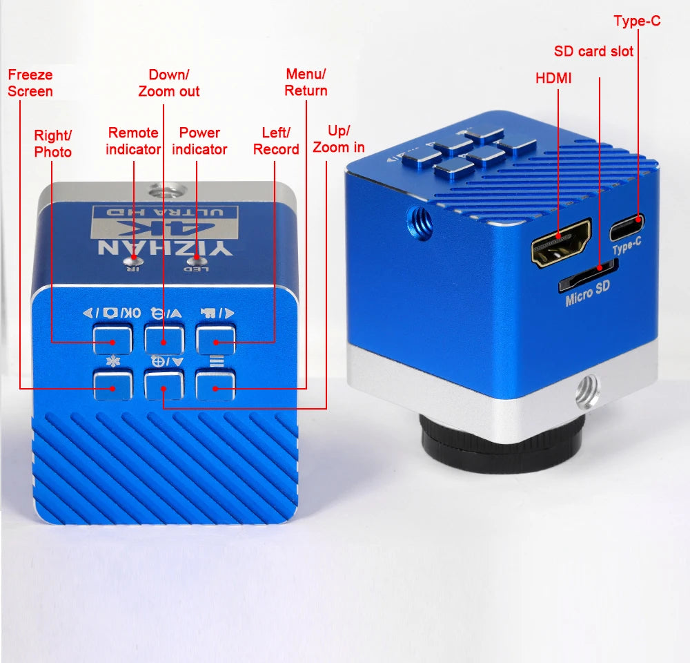 YIZHAN 130X Lens C-mount Digital Microscope for Electronics 4K 1080P HD Industrial Cameras 60MP 48MP HDMI USB VGA Repair Tools