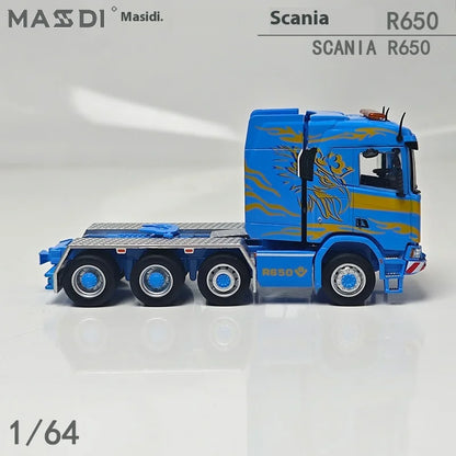 New In Stock Mesdi 1:64 Scania R650 Civilian Trailer Transport Vehicle Alloy Small Model Miniature Diecast Scania Custom Toy Gif