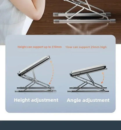 Portable Aluminum Alloy N8 Notebook Stand Desktop Computer Bracket Foldable Double Layer Suspension Style Office Supplies