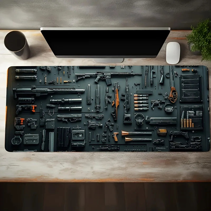 Gun parts assembly Large Mouse Pad XXL Desk Mat Non-Slip Rubber Base Gaming Keyboard and Mouse Stitched Edges for Home and game